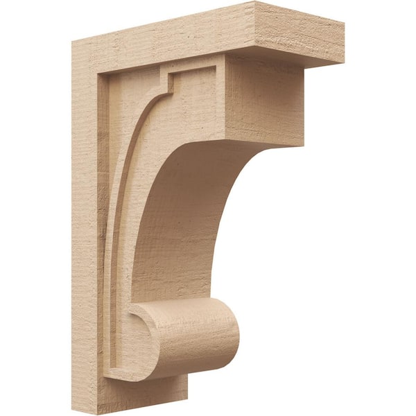 Ekena Millwork 8-in. x 16-in. x 24-in. Series 2 Classic Alma Rough Cedar Woodgrain Timberthane Polyurethane Corbel, Primed Tan