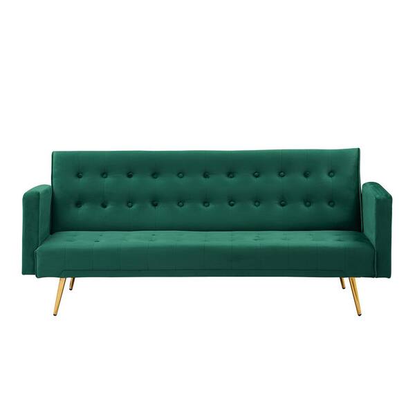Utopia 4niture Emerald 19 in. Green Velvet Twin Multifunctional Sofa Bed