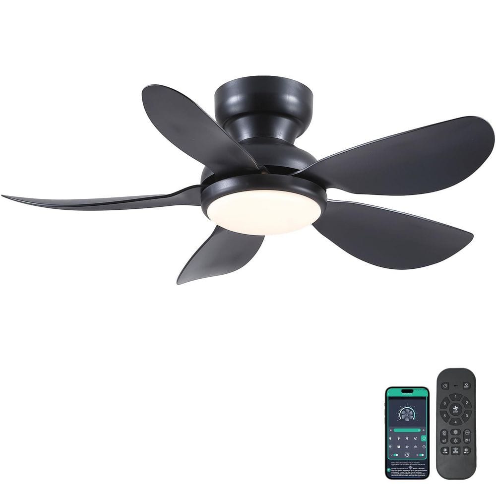 36 in. Indoor/Outdoor Flush Mount Black Ceiling Fan with Dimmable 3-Color LED Light and Remote/APP Control price history on PriceWatchPro
