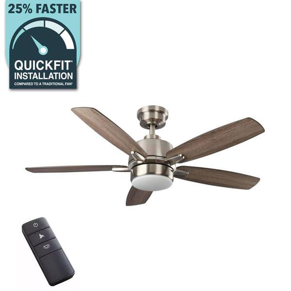Fawndale 46 in. Indoor Integrated LED Brushed Nickel Ceiling Fan with 5 Reversible Blades, Light Kit and Remote Control