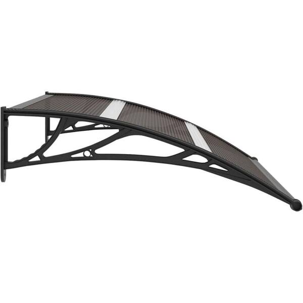 Door Canopy - 47.2" X 29.5" Polycarbonate Roof With ABS Brackets & Aluminum Frame, Black, Weather Resistant