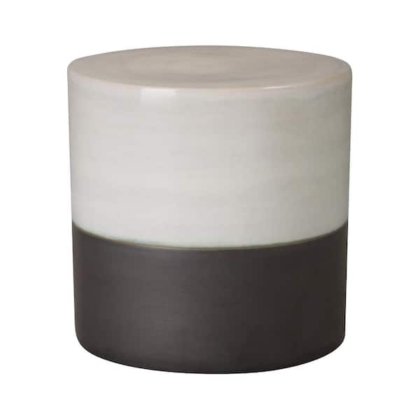 Emissary 2-Tone 18 in. H Semi Glossy Glaze Distressed White Round Ceramic Garden Stool