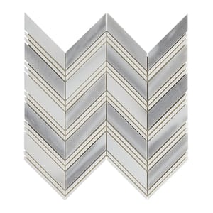 Blended Nature Iceburg 12 in. x 10.87 in. Chevron Marble/Glass Mesh-Mounted Mosaic Tile (0.90 sq. ft./Each)