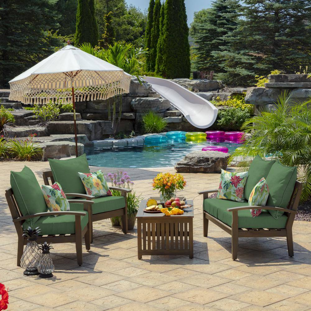 Moss Green Deep Seat Outdoor Cushion Set, 24 x 24, Polyester