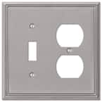 Rhodes 2 Gang 1-Toggle and 1-Duplex Metal Wall Plate - Brushed Nickel