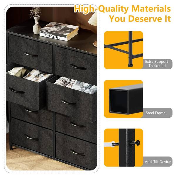 Buy Advwin Chest of Drawers 8 Drawer Storage Cabinet 86cm Dark Gray Online | Matt Blatt