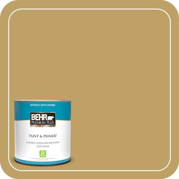 BEHR PREMIUM PLUS 1 qt. #360F-5 Desert Moss Satin Enamel Low Odor Interior Paint & Primer