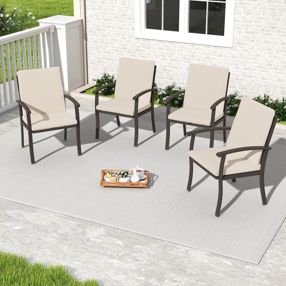 Serenity Gardens Aluminum Patio Dining Chairs with Brown Cushions(4-Pack) price history on PriceWatchPro