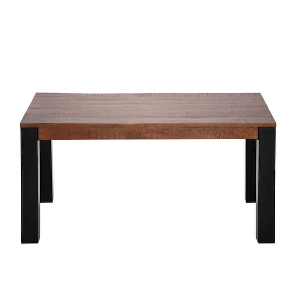 MH LONDON Stafford 60 in. Rectangle Walnut Top Mango Wood with Black Iron Frame with 6-Seating Capacity