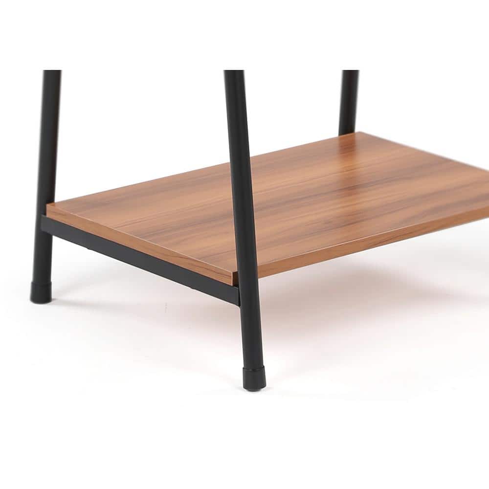 Slim Black Steel Frame Clothing Shelf Rack with Wood Shelf