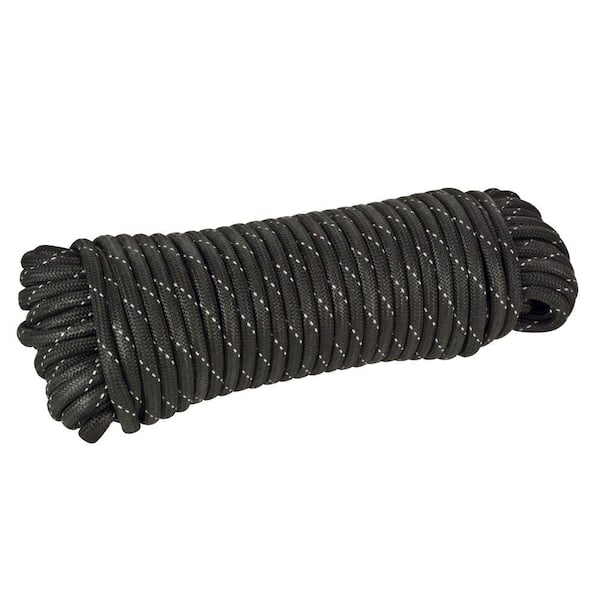 1/8 in. x 50 ft. Black Reflective Paracord Rope