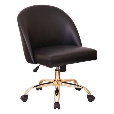 Layton Black Mid Back Black Fabric Office Chair with Gold Finished Base