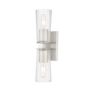 Titus 2-Light Brushed Nickel Wall Sconce with Clear Glass Shade