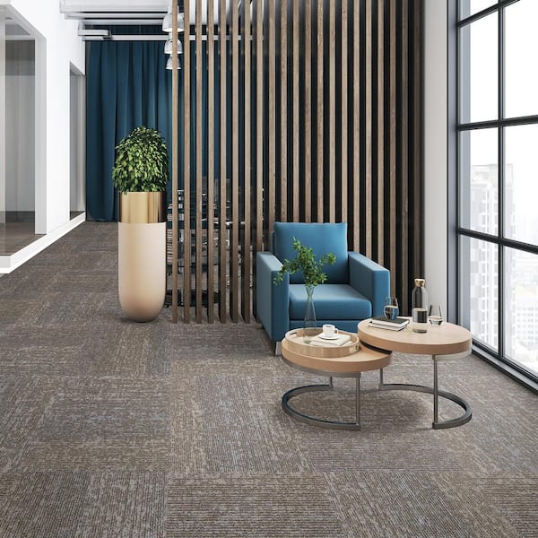Elite - Virginia Highland - Brown Com/Res 24 x 24 in. Glue-Down or Floating Carpet Tile Square (72 sq. ft.)