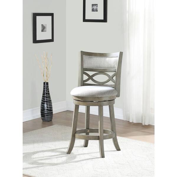 NEW CLASSIC HOME FURNISHINGS New Classic Furniture Manchester 24 in. Gray Wood Counter Stool with Fabric Seat