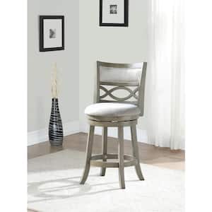 New Classic Furniture Manchester 24 in. Gray Wood Counter Stool with Fabric Seat