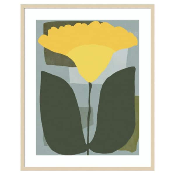 Big Yellow Bloom by Little Dean 1 Piece Framed Giclee Abstract Art Print 41 in. x 33 in.