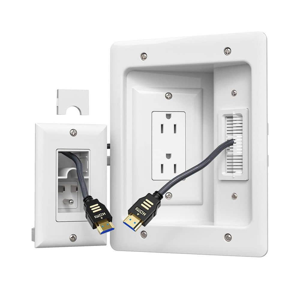 In-Wall Cable Management Kit Dual Outlet Cord Hider for Wall Mounted TV White Kit price history on PriceWatchPro