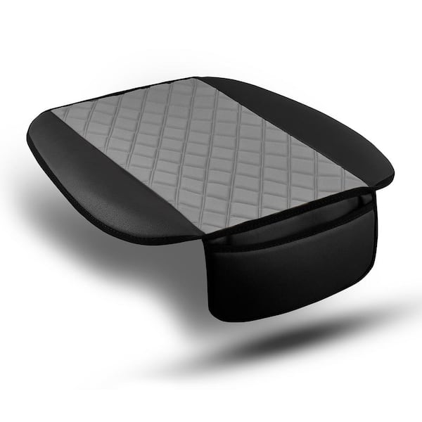 FH Group Faux Leather 21 in. x 21 in. x 1 in. Seat Cushion Pad with Front Pocket - Front Set, Black