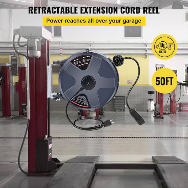 Retractable Extension Cord Reel 50+3.2FT, 16/3 SJT Power Cord Reel