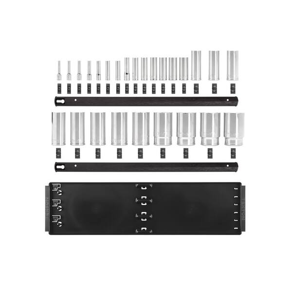 TEKTON 1/4,3/8,1/2 in. Drive Deep 6-Point Socket Set with Rails