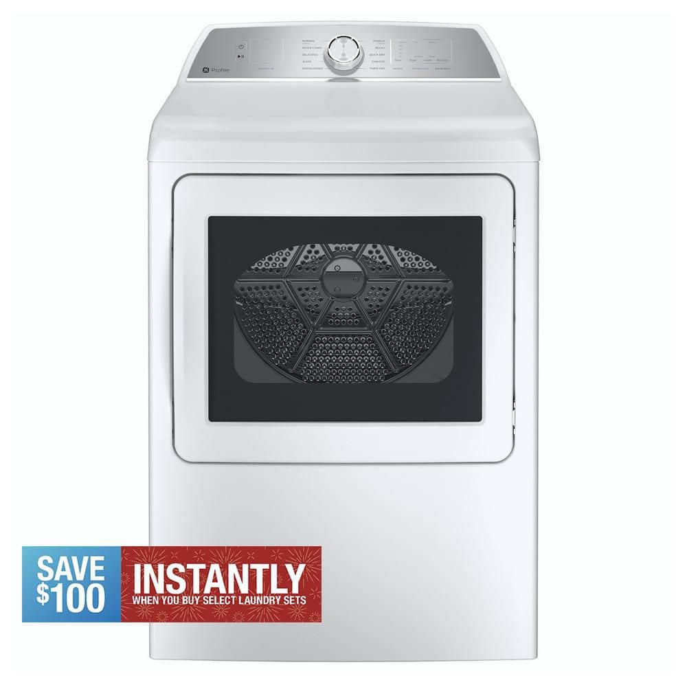 Profile 7.4 cu. ft. Smart Electric Dryer in White with Sanitize Cycle and Sensor Dry, ENERGY STAR