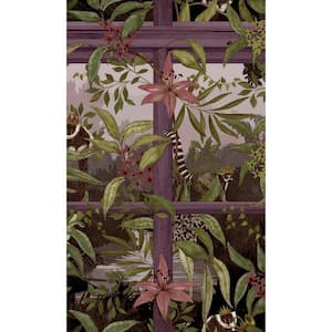 Plum Tropical Floral Foliage Shelf Liner Non-Woven Wallpaper Double Roll (57 sq. ft.)