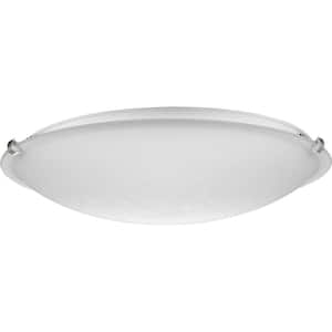 Linen Dome 20 in. 3-Light for Brushed Nickel with Etched Linen Transitional Flush Mount Light for Bedroom