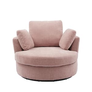 42.2 in.W Pink Swivel Accent Barrel Chair and Half Swivel Sofa With 3 Pillows For Bedroom Living Room