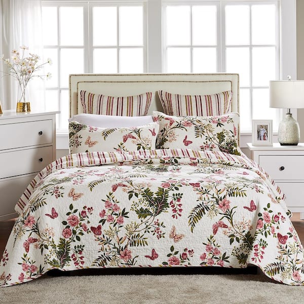 Greenland Home Fashions Butterflies 2-Piece Multicolored Twin Quilt Set