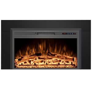 44.5 in. W x 25.7 in.H W Electric Fireplace Inserts with Trim Kit, 3 Flame Colors, 750-Watt/1500-Watt, Timer, Black