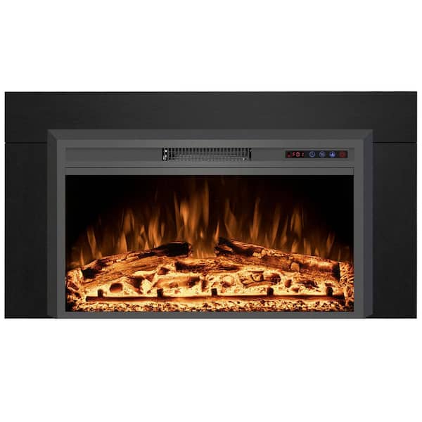 44.5 in. W x 25.7 in.H W Electric Fireplace Inserts with Trim Kit, 3 Flame Colors, 750-Watt/1500-Watt, Timer, Black