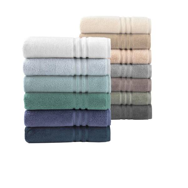 Fieldcrest Luxury Hand Towel White with Dark Green Stripes 100