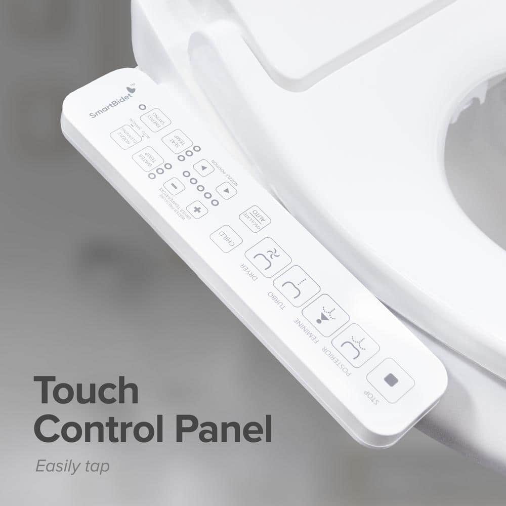 White Electric Bidet Toilet Seat with Heated Water and Touch Control