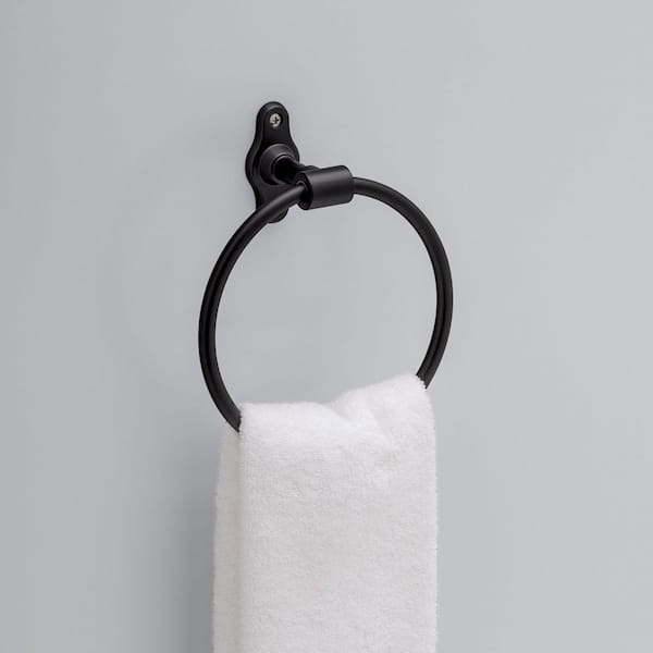 Calloway Wall Mounted Round Closed Towel Ring Bath Hardware Accessory in Matte Black