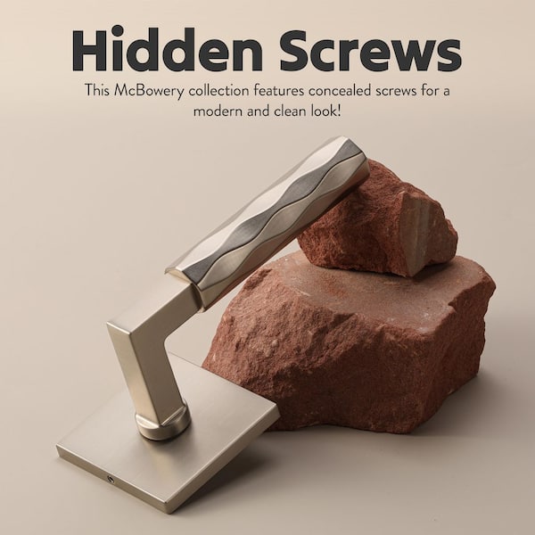 Hailey Satin Nickel Heavy Duty Modern Interior Dummy Door Handle Square Plate and Concealed Screws (Double Dummy)