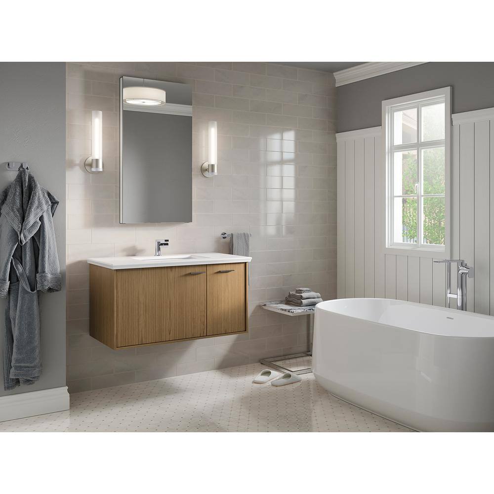 Walnut Flax 36" Wall-Hung Bathroom Vanity with White Top