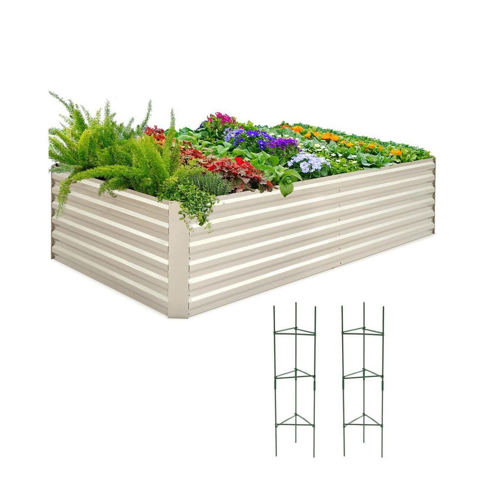 8x4x2 ft. Galvanized Raised Garden Bed, Metal Planter Box for Vegetables, 2 Tomato Cages Included, 22.04 in. Deep, Beige price history on PriceWatchPro