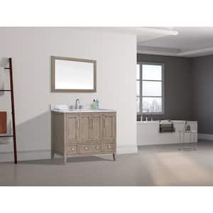 Everette 43 in. W x 22 in. D x 35 in. H Bath Vanity in Gray Oak with White Marble Top