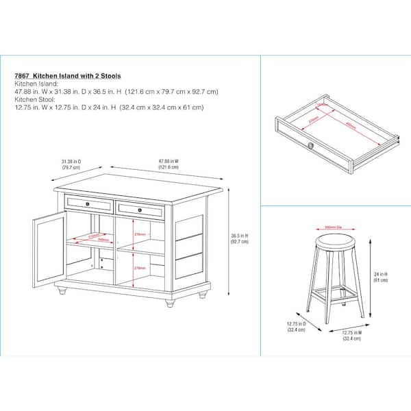 Island size 2025 for 3 stools