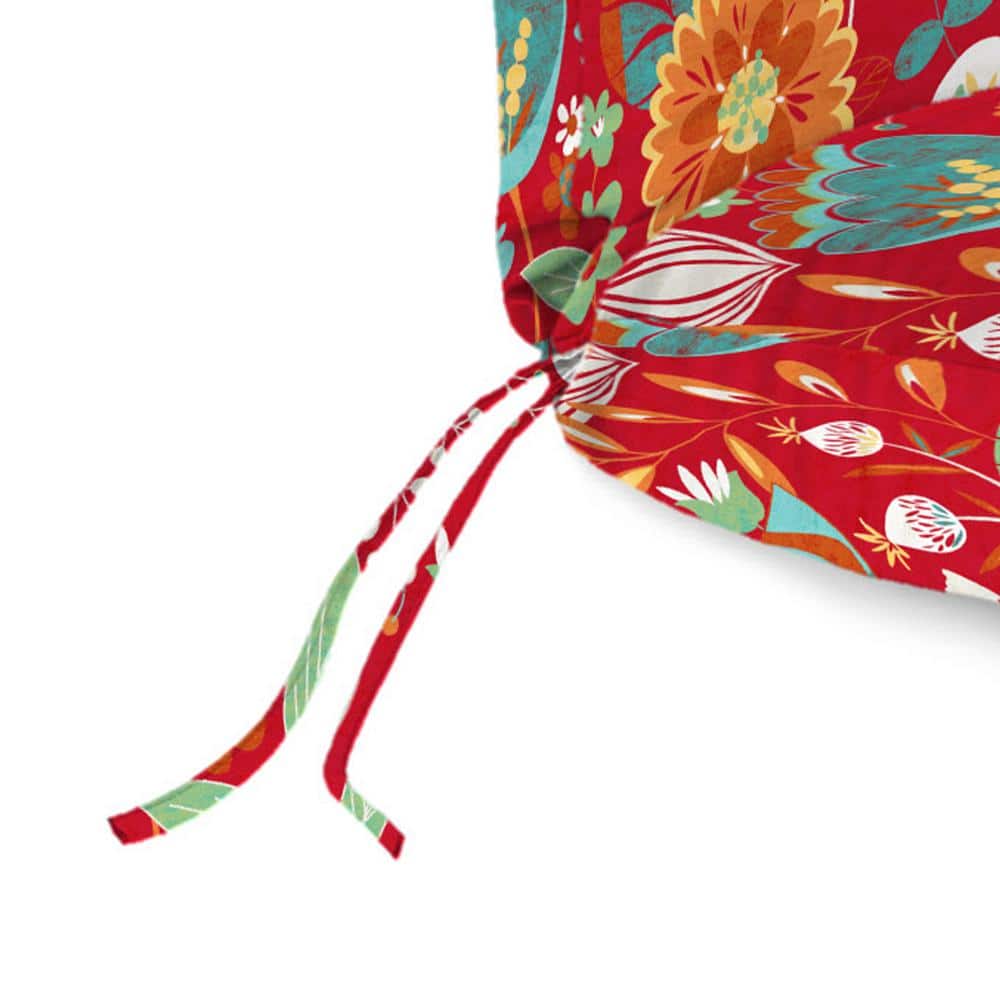Avianna Saxony Red Floral Outdoor Chaise Lounge Cushion with Ties