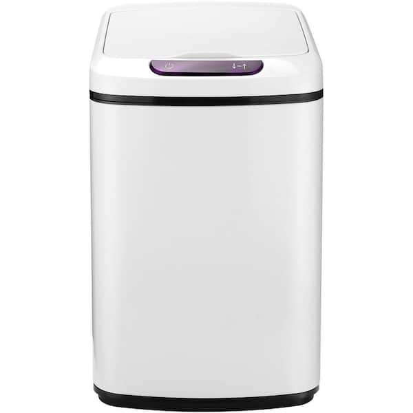 Hanover 9 l/2.3 Gal. White Metal Household Trash Can with Sensor Lid ...