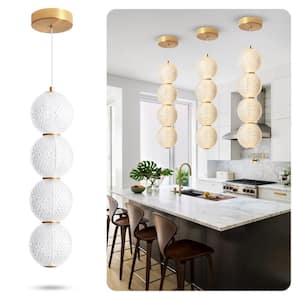 4 light 26W 3000K Dimmable Integrated LED Gold Chandelier Height and Brightness are Adjustable for Dining Room Kitchen