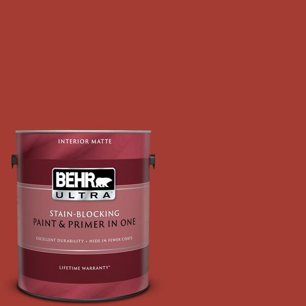 BEHR ULTRA 1 gal. #UL110-16 Bijou Red Matte Interior Paint and Primer in One