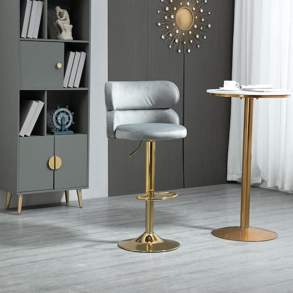 gray velvet stool