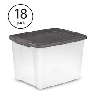 50 qt. Stackable Latching Clear Base Storage Shelf Tote (18-Pack)