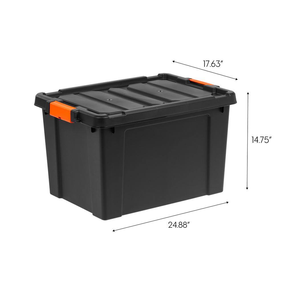 Heavy Duty Black Stackable Plastic Storage Bins with Lids