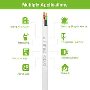 100 ft. 18/4 White CMP/FPLP/CL3P-Plenum Rated Stranded-Unshielded Bare Copper Security/Alarm/Control/Sound Wire
