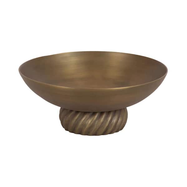 Trenza Gold Round Metal 12 in. Decorative Bowl