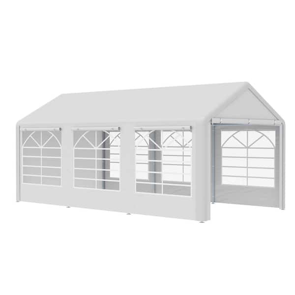 20 ft. W x 10 ft. D Heavy Duty Party Tent & Carport with Removable Sidewalls and Double Doors for Parties, White